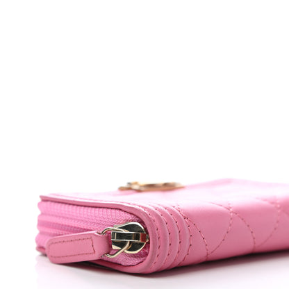 Chanel Calfskin Quilted Boy Zip Around Coin Purse Wallet Fuchsia 5 of 9