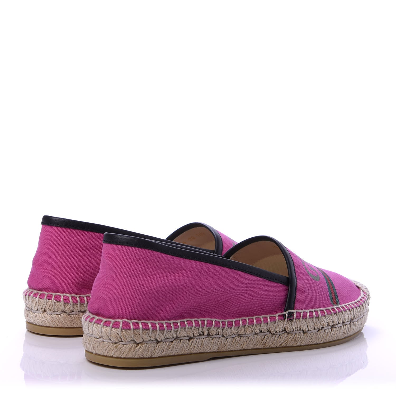 Gucci Canvas Logo Espadrilles 38 Cyclamen Rose Black 4 of 9