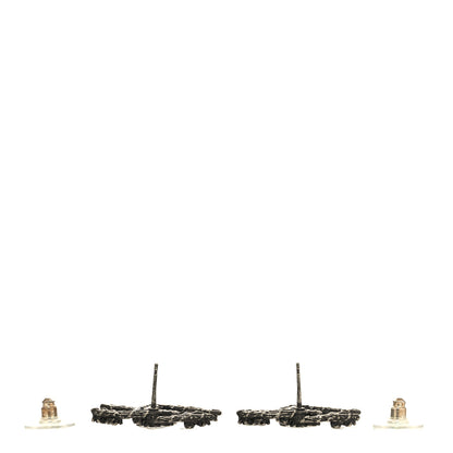 Chanel Crystal CC Camellia Earrings Ruthenium 3 of 4
