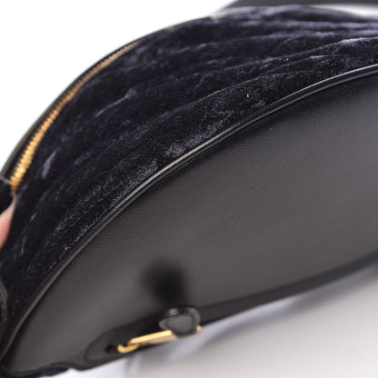 Balenciaga Crushed Velvet Logo Embossed XXS Souvenir Belt Bag Black 8 of 10