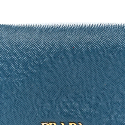 Prada Saffiano Metal Compact Snap Bi-Fold Wallet Cobalto 9 of 11