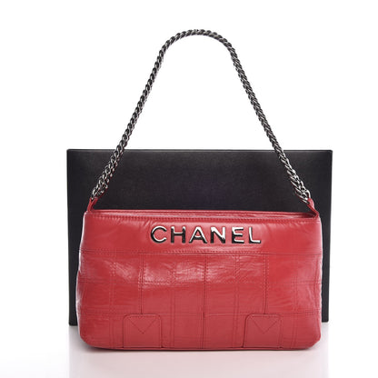 Chanel Lambskin Square Stitched Lax Shoulder Bag Red 8 of 8