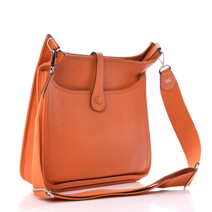 Hermes Taurillon Clemence Evelyne III GM Orange 3 of 12