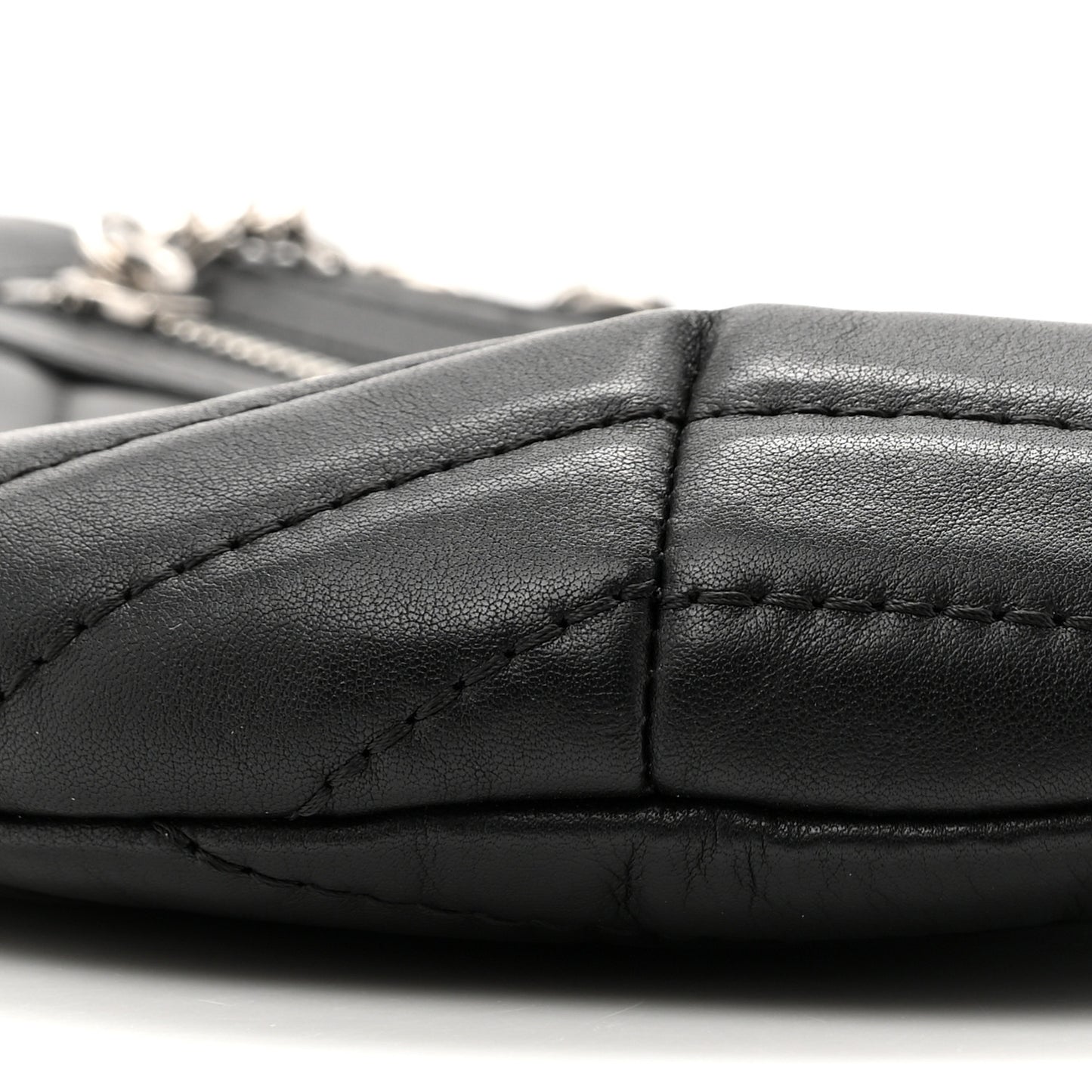 Lambskin Chevron Quilted Waist Belt Bag Black