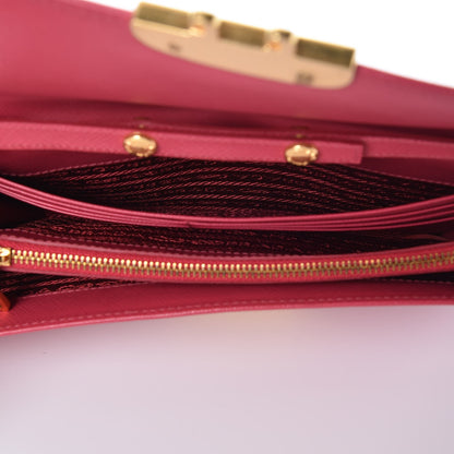 Prada Saffiano Lux Detachable Chain Clutch Wallet Peonia 5 of 8