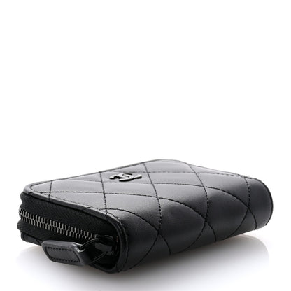 Chanel Lambskin Quilted Zip Coin Purse So Black 4 of 8