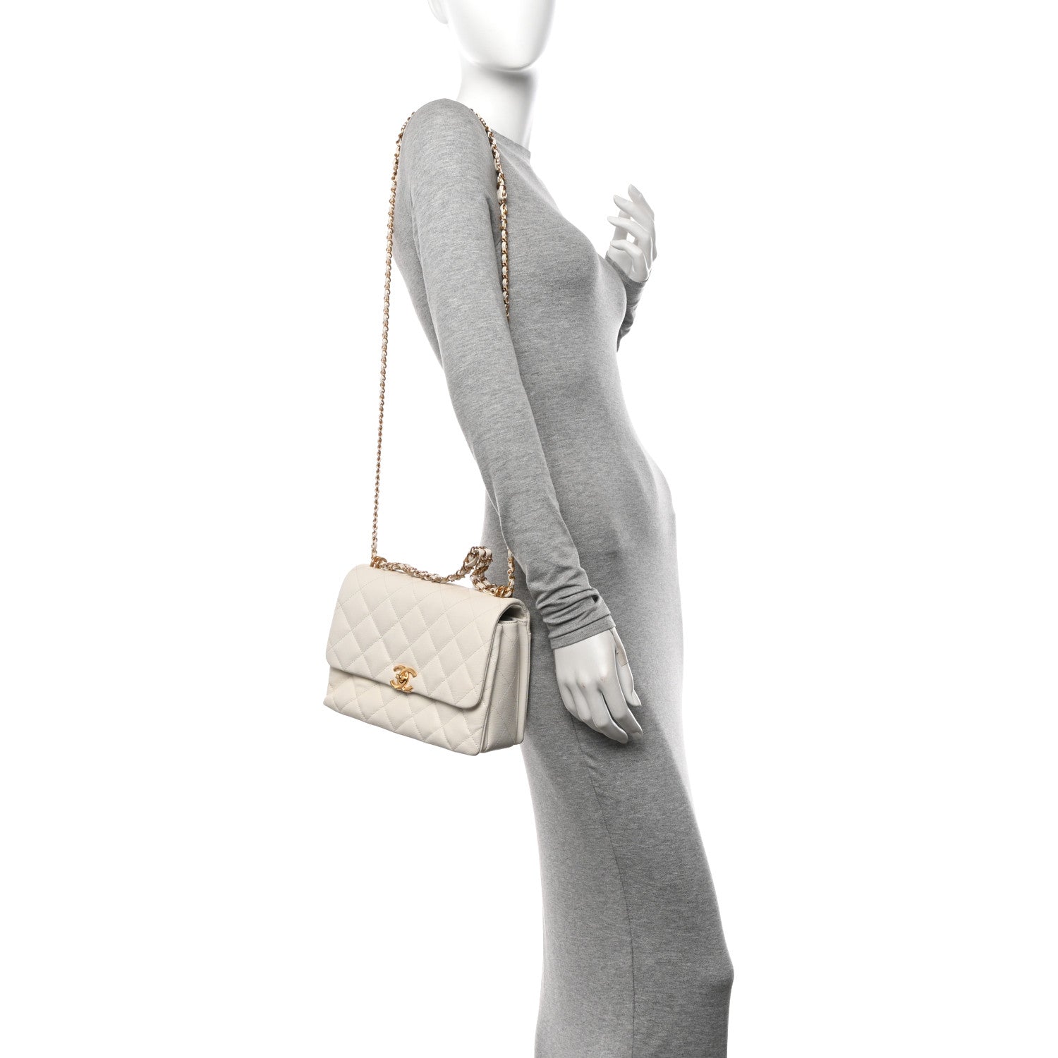 Chanel Caviar Quilted Coco First Flap White 2 of 11