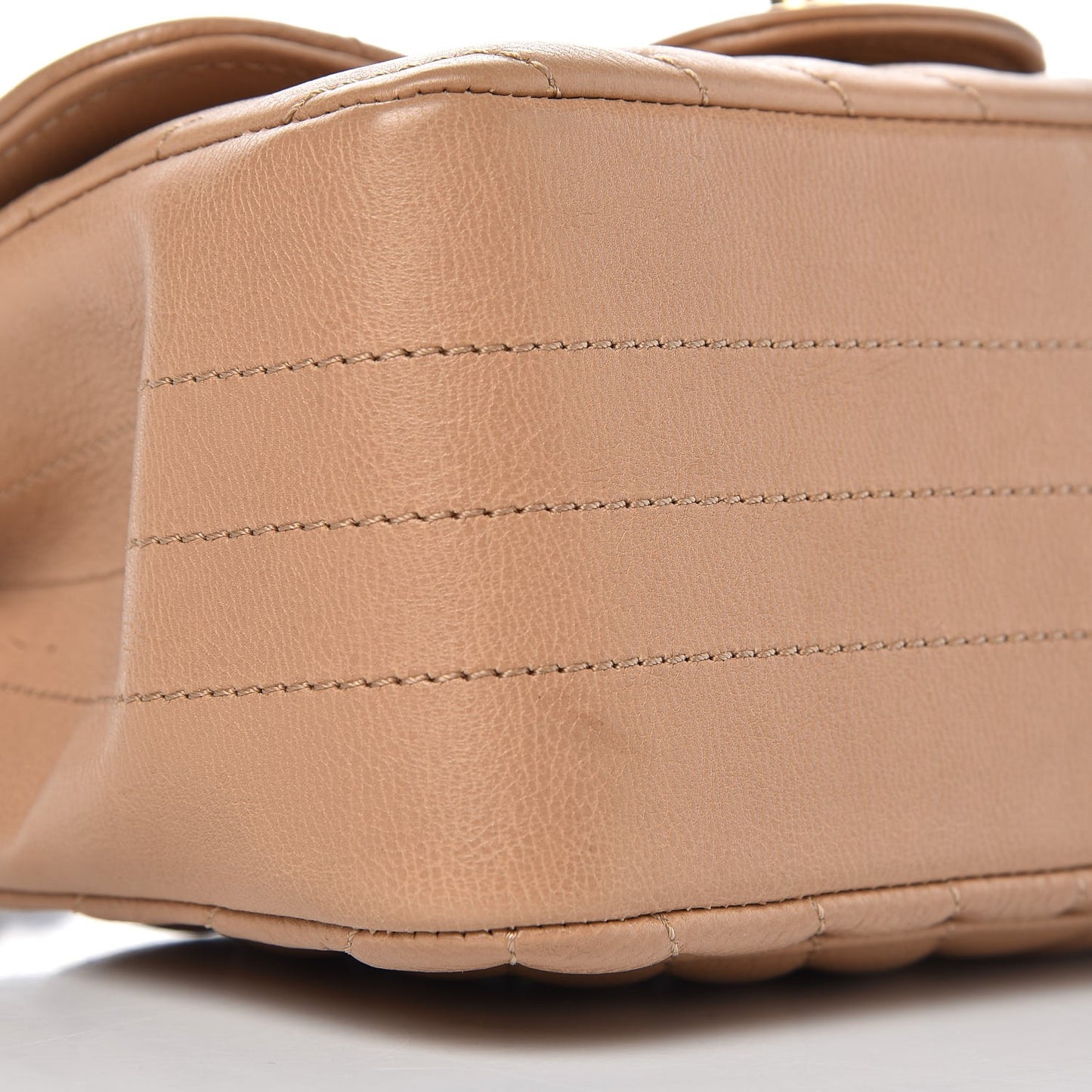 Calfskin Chevron Quilted Mini Square Flap Dark Beige