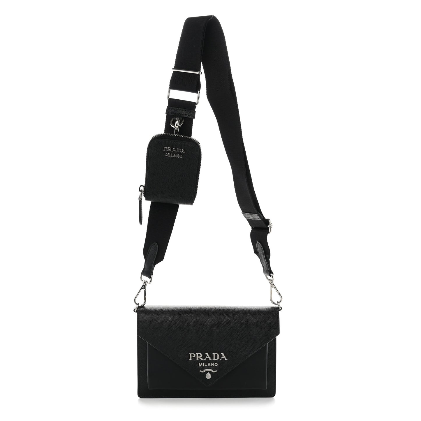 Saffiano City Calf Mini Envelope Bag Black