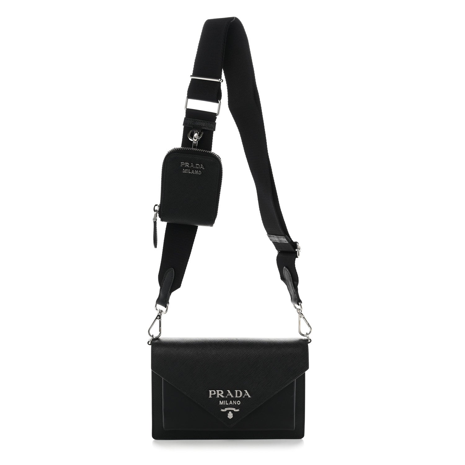 Prada Saffiano City Calf Mini Envelope Bag Black 1 of 11