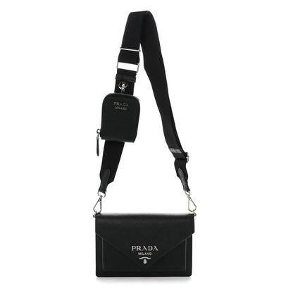 Prada Saffiano City Calf Mini Envelope Bag Black 1 of 11