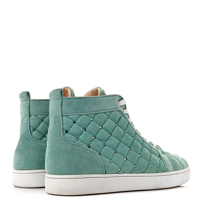 Christian Louboutin Calfskin Suede Quilted Crystal High Top Flat Sneakers 40 4 of 7