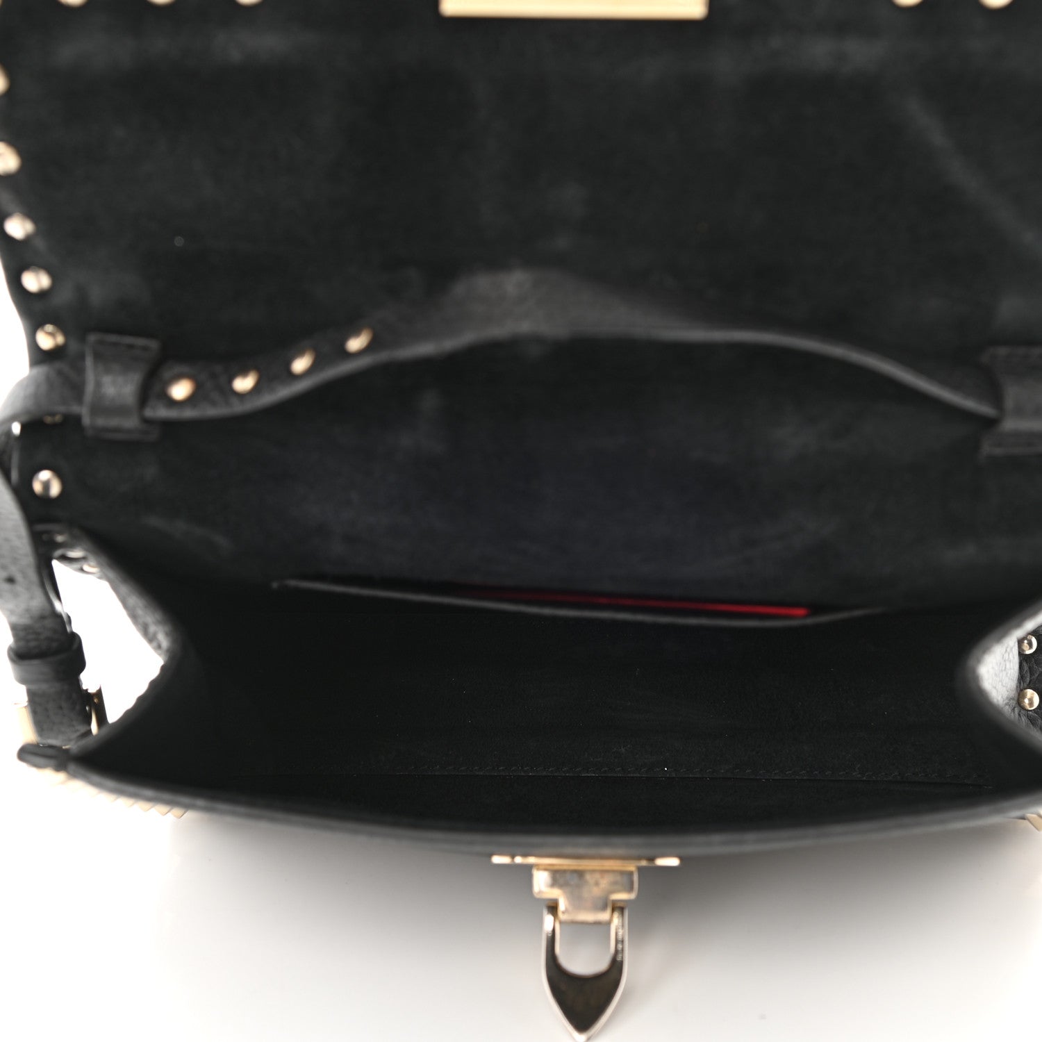 Valentino Garavani Pebbled Calfskin Medium Rockstud Flip Lock Crossbody Bag Black 4 of 11