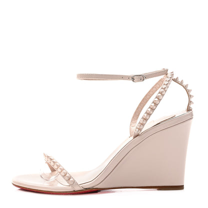 Christian Louboutin Calfskin So Me Spike 85 Wedge Sandals 38 Leche 1 of 7