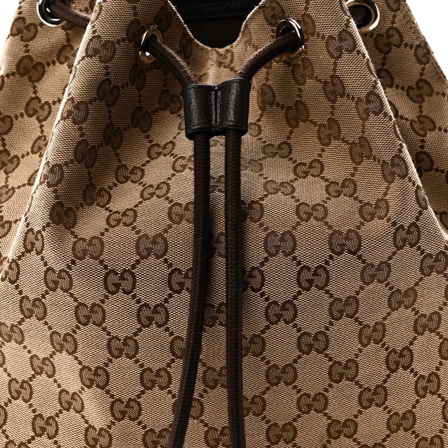 Monogram Dollar Calfskin O Drawstring Backpack Beige Ebony Testa di Moro Dark Chocolate