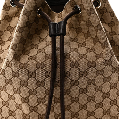 Gucci Monogram Dollar Calfskin O Drawstring Backpack Beige Ebony Testa di Moro Dark Chocolate 8 of 10