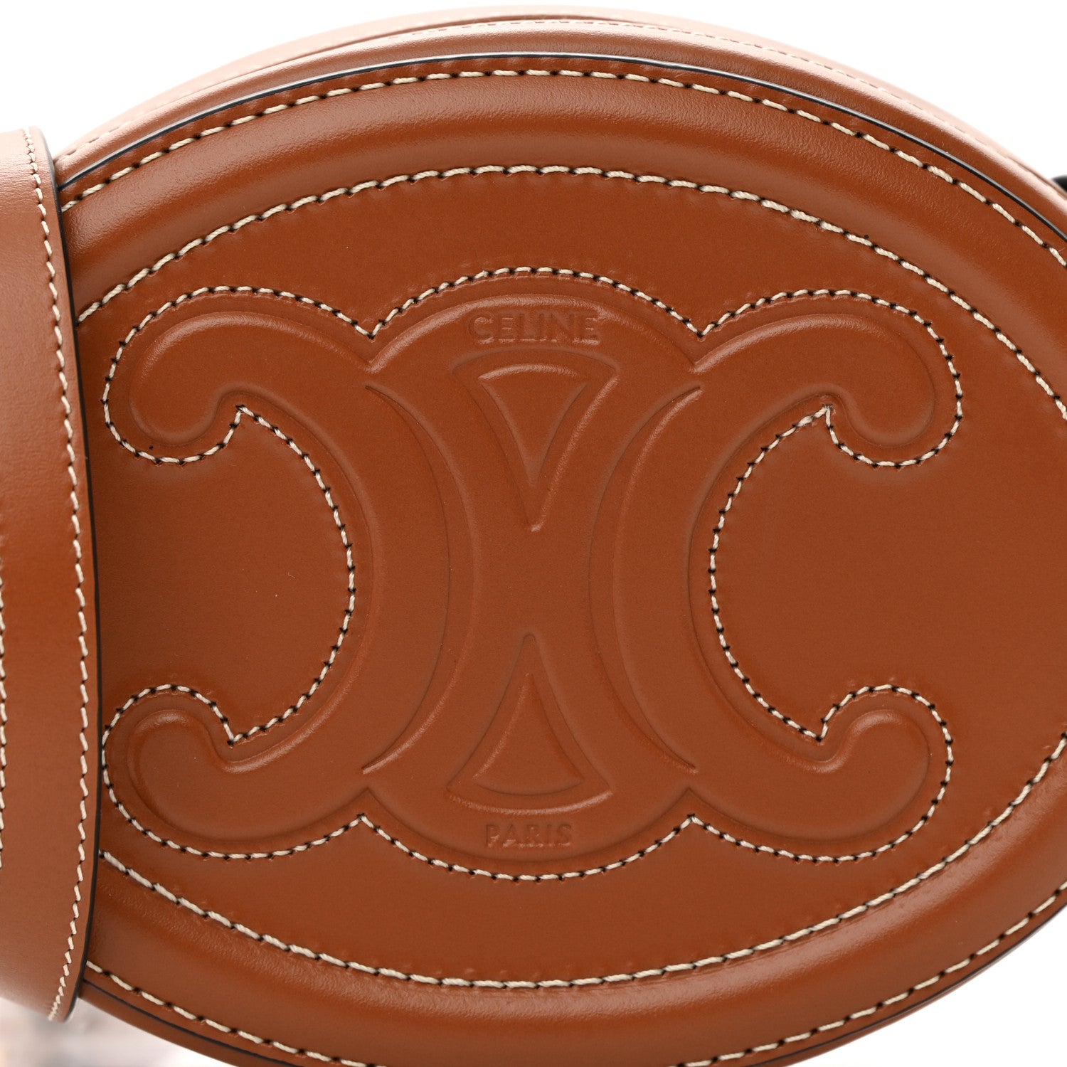 Celine Smooth Calfskin Cuir Small Triomphe Oval Crossbody Purse Tan 8 of 12