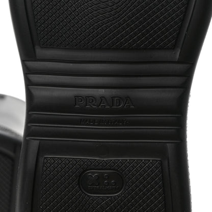 Prada Soft Mellow Rubber Triangle Logo Embossed Womens 25mm Booties 41 Black 7 of 9