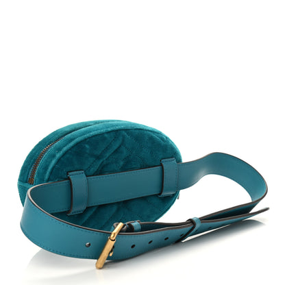 Gucci Velvet Matelasse GG Marmont Belt Bag 85 34 Pavone Cyan 3 of 10