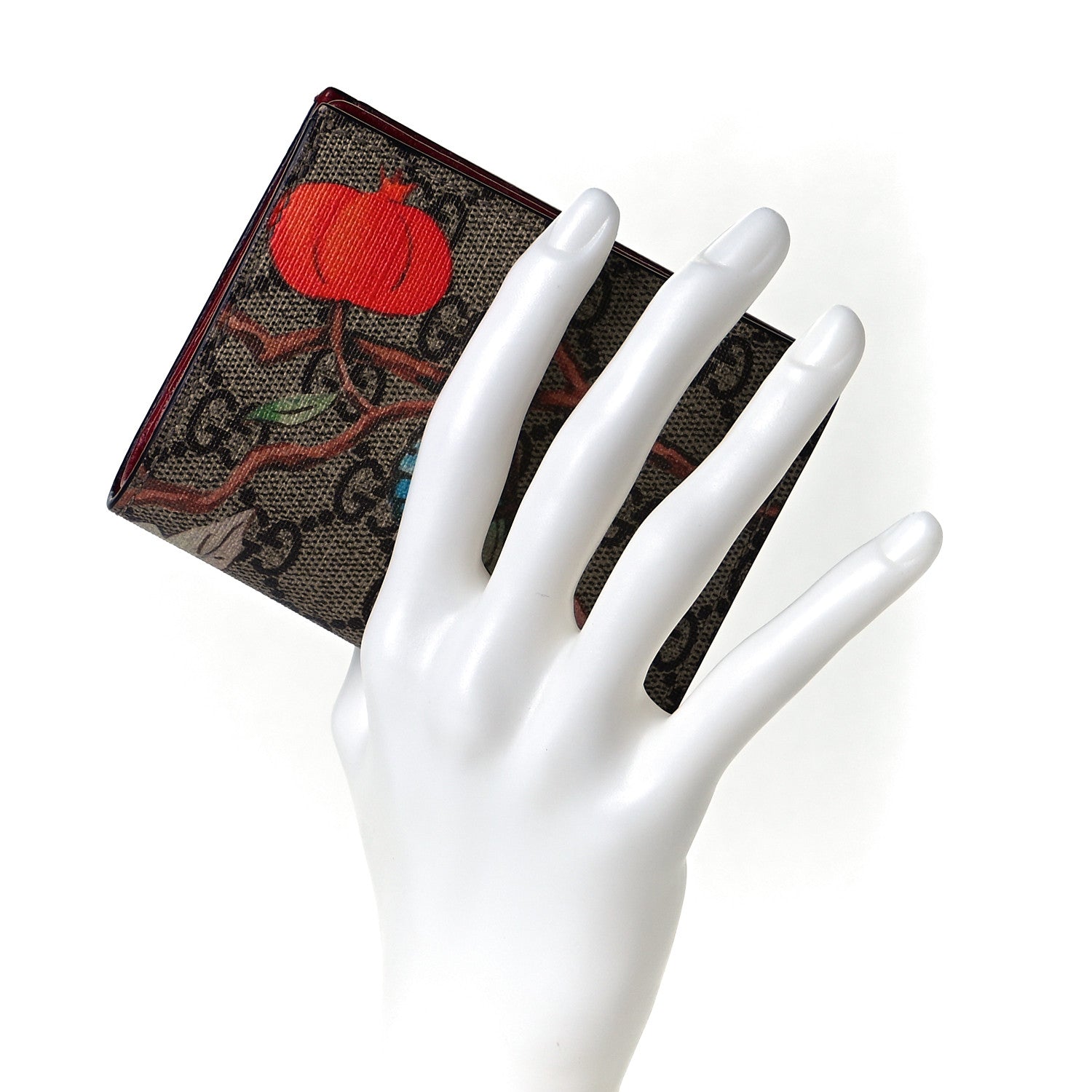 Gucci GG Supreme Monogram Tian Card Case Beige Multicolor Red 2 of 7