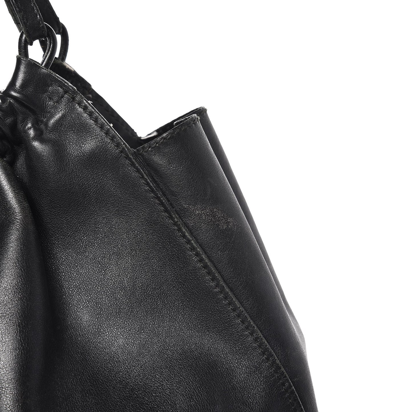 Calfskin Gathered Handbag Black