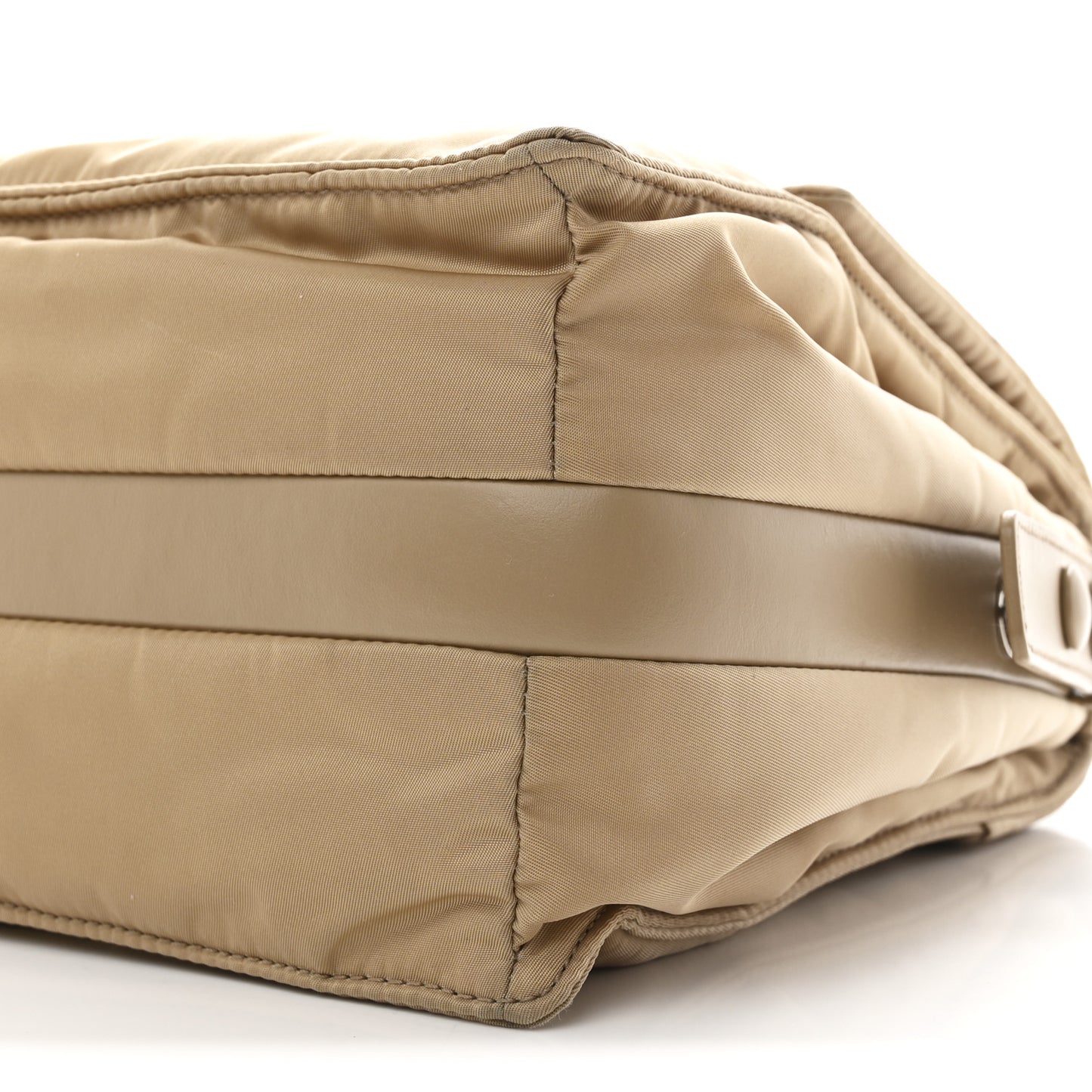 Re-Nylon Vitello Padded Large Flap Shoulder Bag Deserto