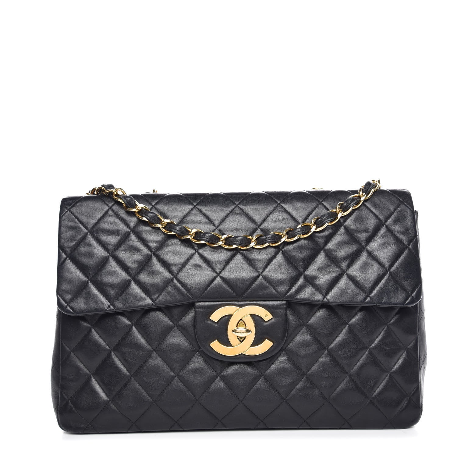 Chanel Lambskin Quilted XL Jumbo Single Flap Black 1 of 17