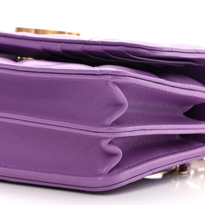 Chanel Lambskin Enamel Quilted Pending CC Clutch With Chain Purple 10 of 14