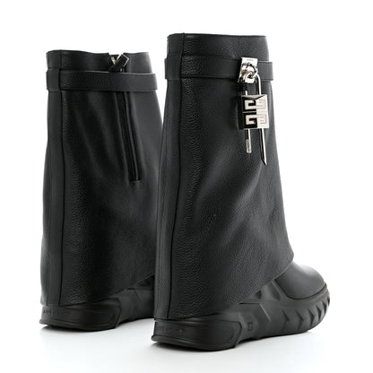 Givenchy Grained Calfskin Shark Lock Biker Ankle Boots 41 Black 4 of 8