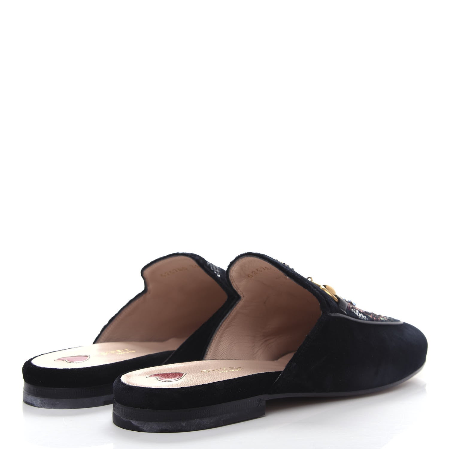 Gucci Velvet Star Embroidered Womens Princetown Slippers 38.5 Black 4 of 11