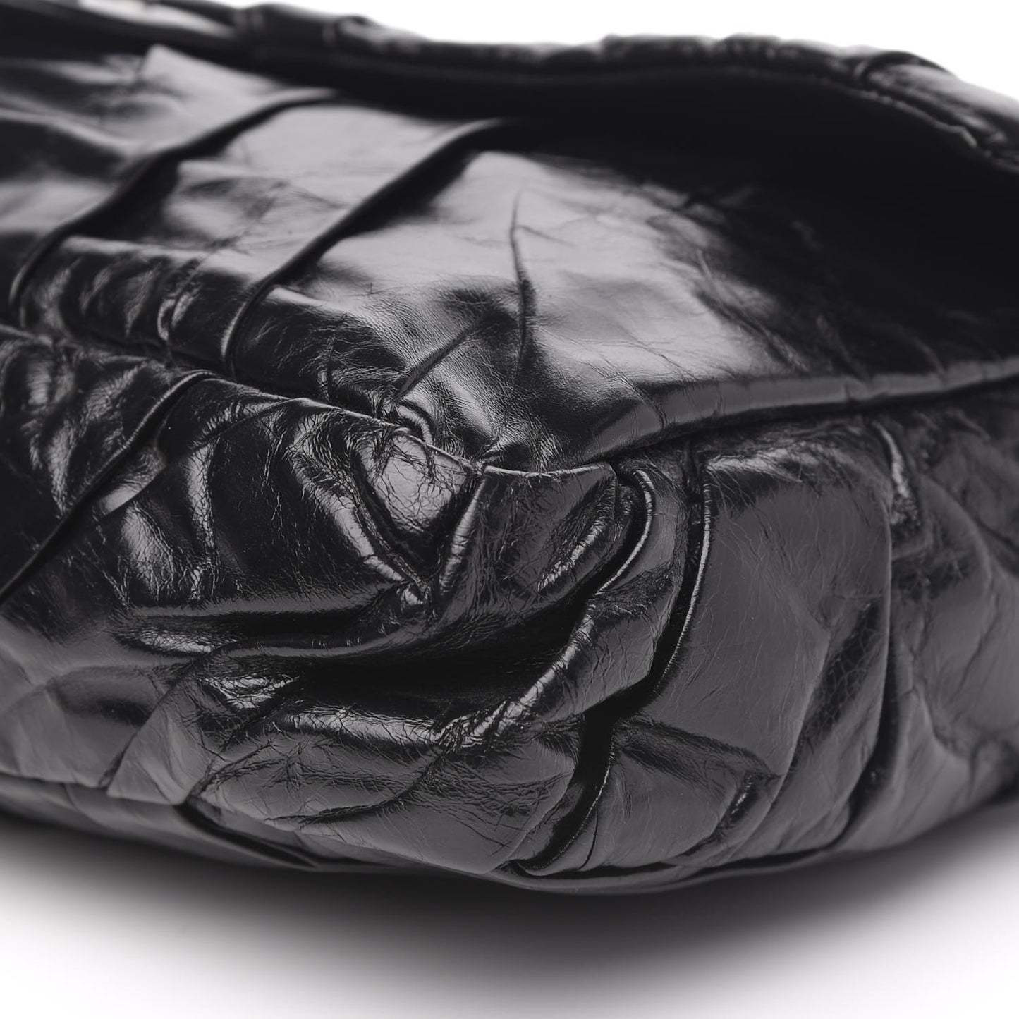 Glazed Calfskin Twisted Maxi Flap Black