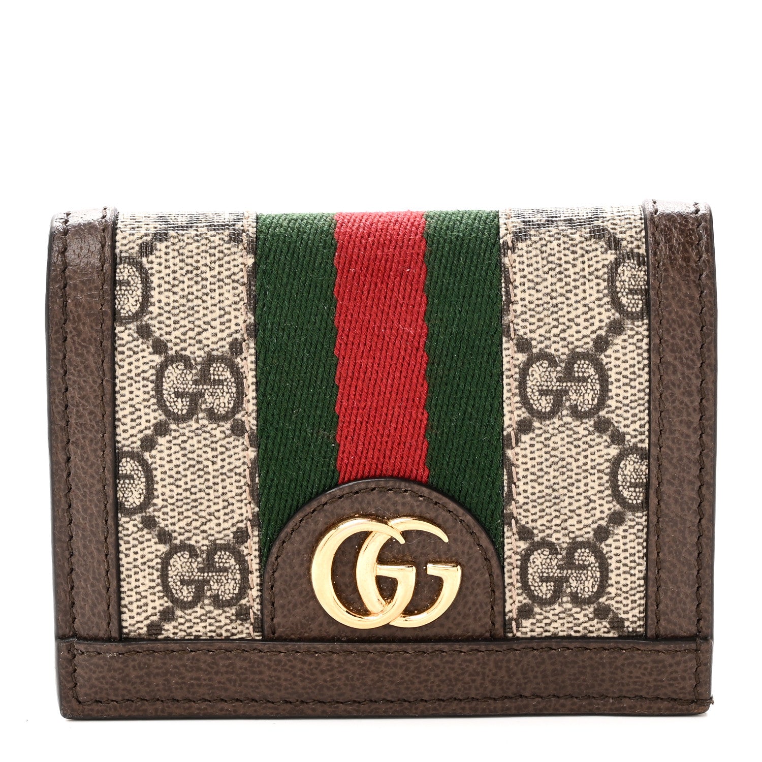 Gucci GG Supreme Monogram Web Ophidia Card Case Beige New Acero 1 of 9