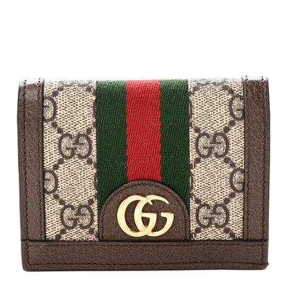 Gucci GG Supreme Monogram Web Ophidia Card Case Beige New Acero 1 of 9