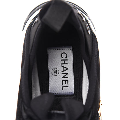 Chanel Velvet Calfskin Mixed Fibers CC Sneakers 36.5 Black 6 of 7