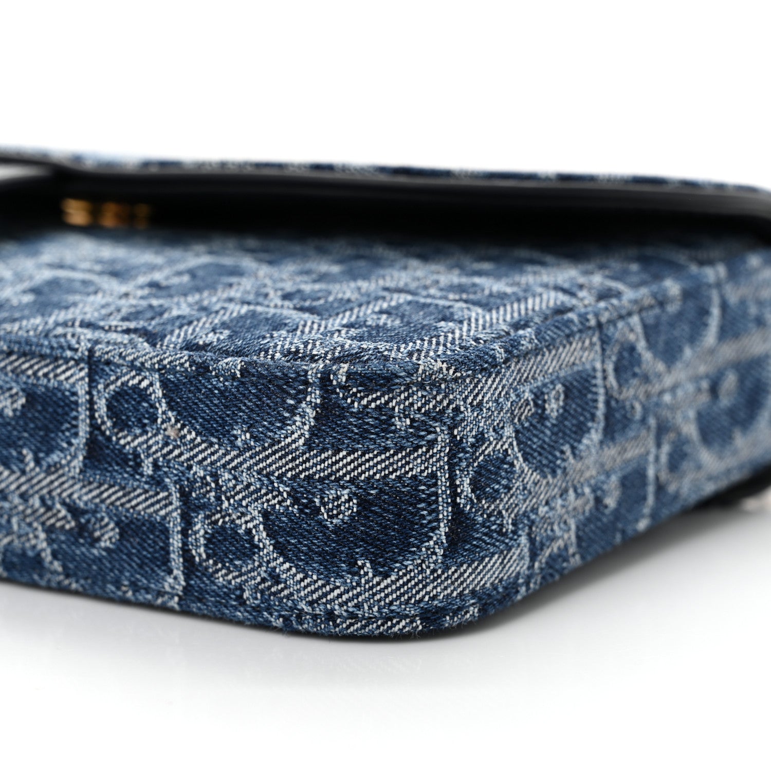 Christian Dior Oblique Denim Small Saddle Pouch With Chain Blue 10 of 10