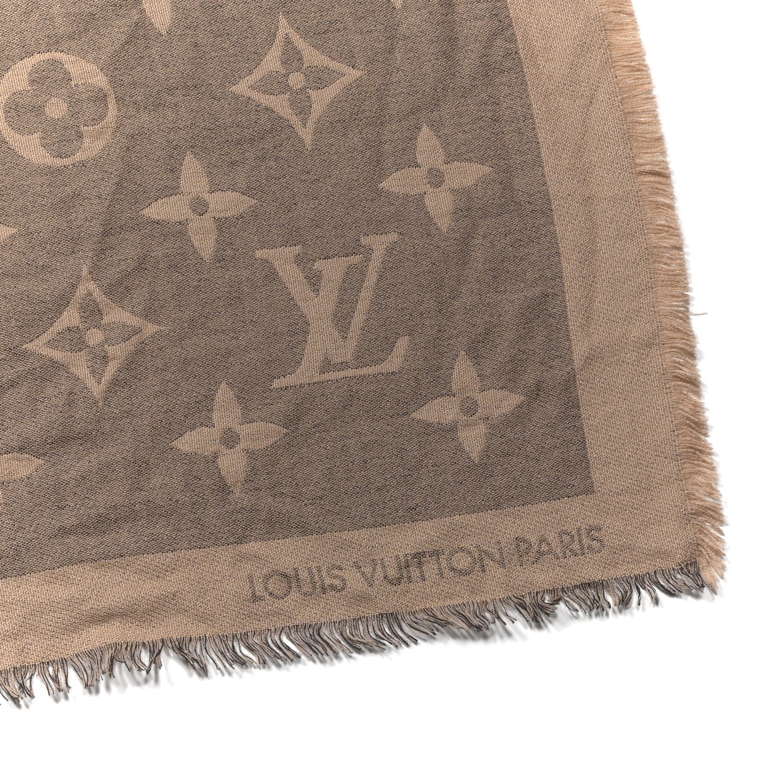 Louis Vuitton Cashmere Silk Monogram Giant Shawl Beige 2 of 4