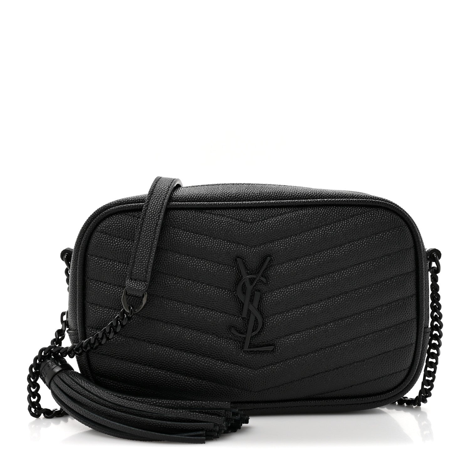 Saint Laurent Grain De Poudre Matelasse Monochrome Monogram Mini Lou Camera Bag Black 1 of 10