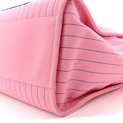 Chanel Canvas Calfskin Striped Large Deauville Tote Pink Blue 11 of 12