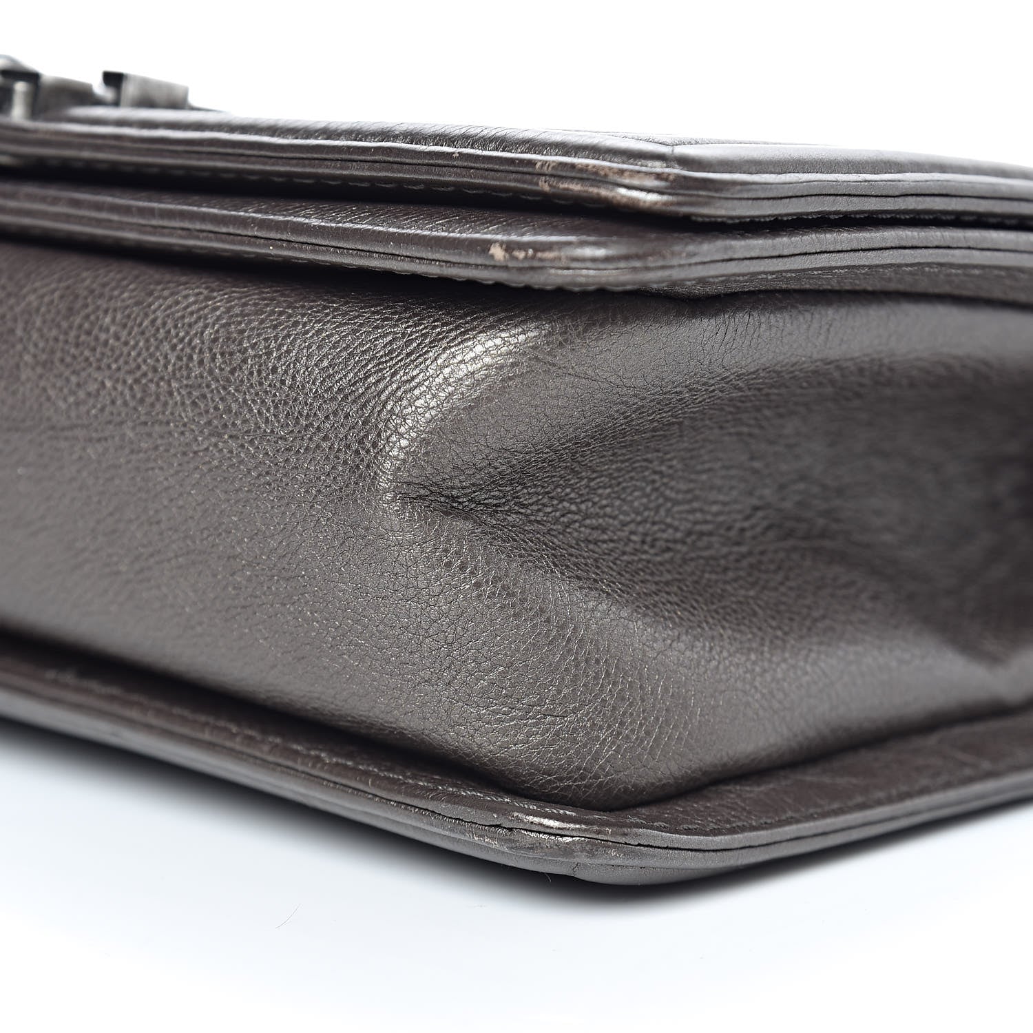 Chanel Metallic Calfskin Quilted Medium Boy Flap Dark Silver 17 of 19