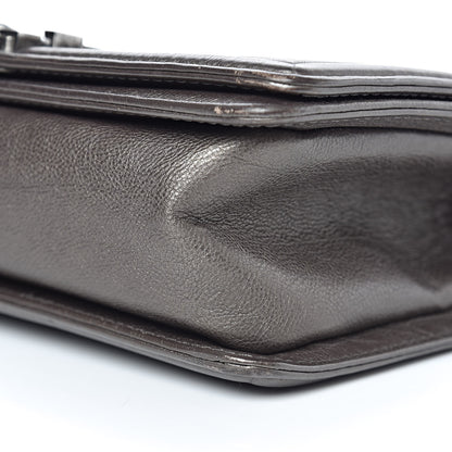 Chanel Metallic Calfskin Quilted Medium Boy Flap Dark Silver 17 of 19