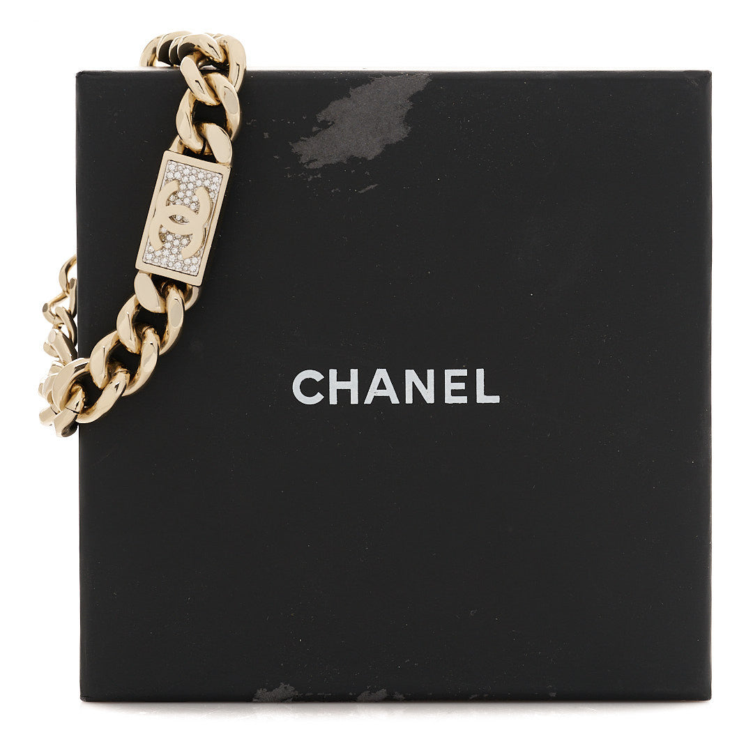 Crystal Chain CC Bracelet Gold