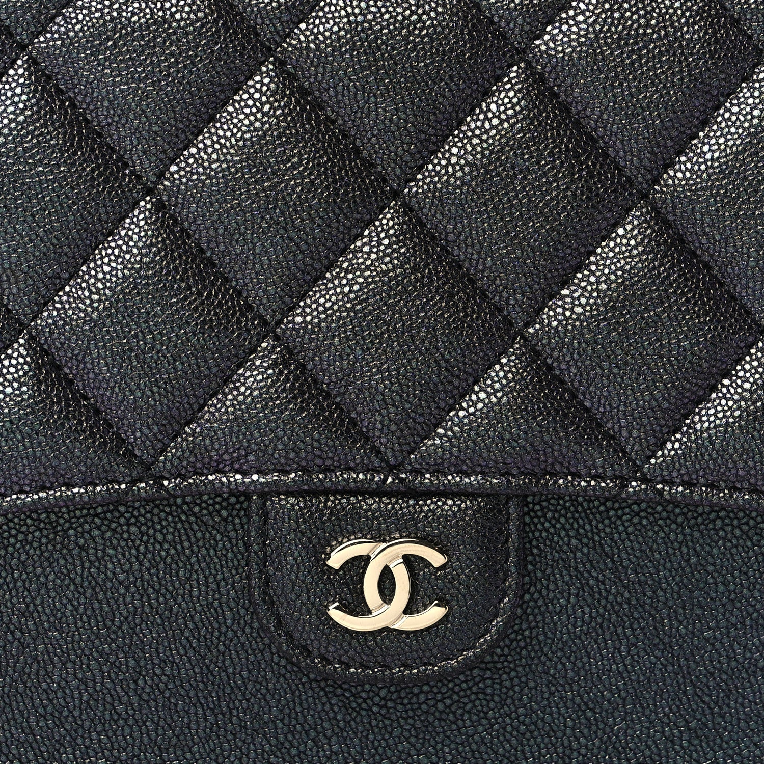 Chanel Iridescent Caviar Quilted Classic Pouch With Handle Black 9 of 10