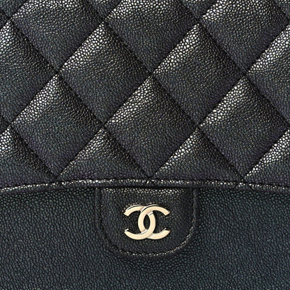 Chanel Iridescent Caviar Quilted Classic Pouch With Handle Black 9 of 10