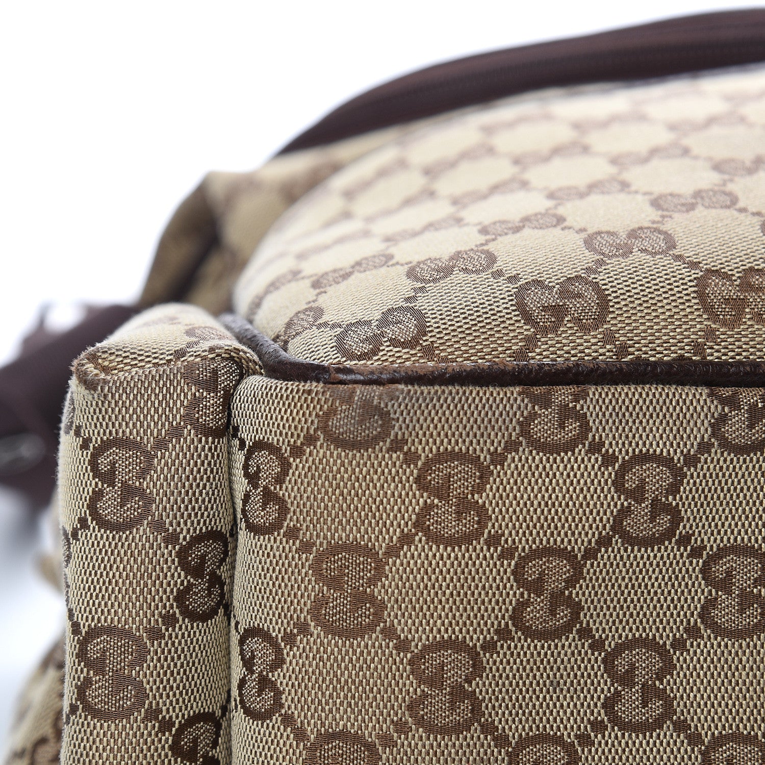 Gucci Monogram Natural Pigskin Large Diaper Bag Beige Ebony Cocoa Dark Chocolate 11 of 17