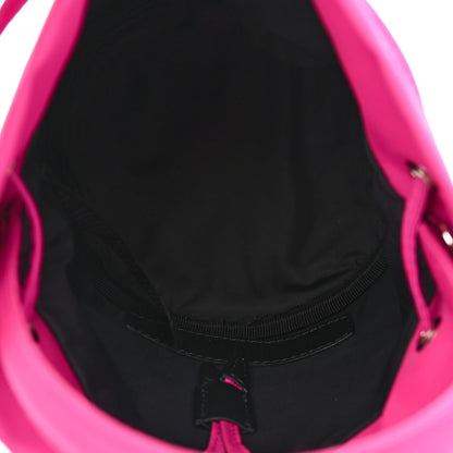 Balenciaga Recycled Sport Nylon Logo Embroidered Wheel Drawstring Bucket Bag Fluo Pink Black 5 of 10