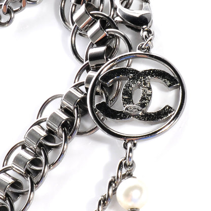 Chanel Pearl Chain And Bow Necklace Dark Silver 4 of 7