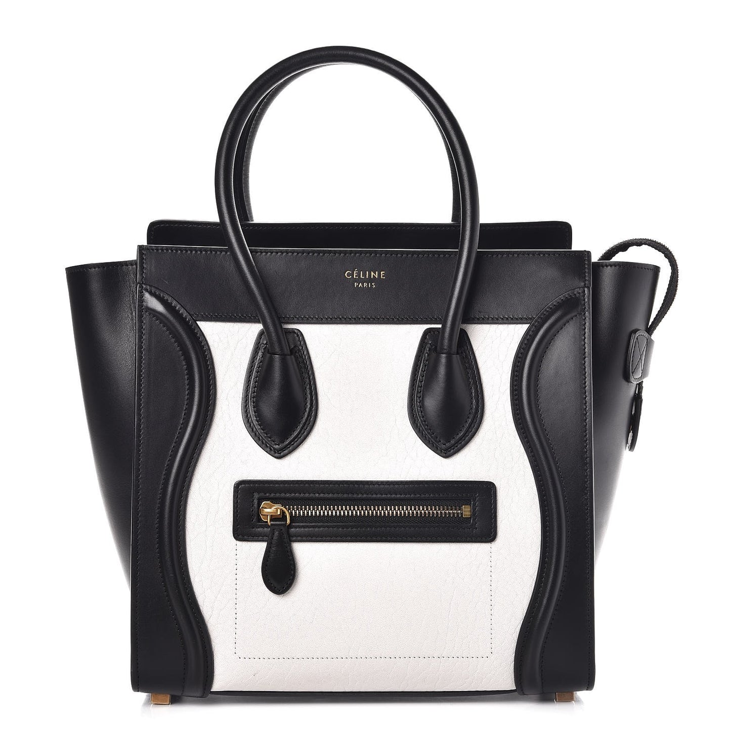 Calfskin Shrunken Lambskin Bicolor Micro Luggage Black White