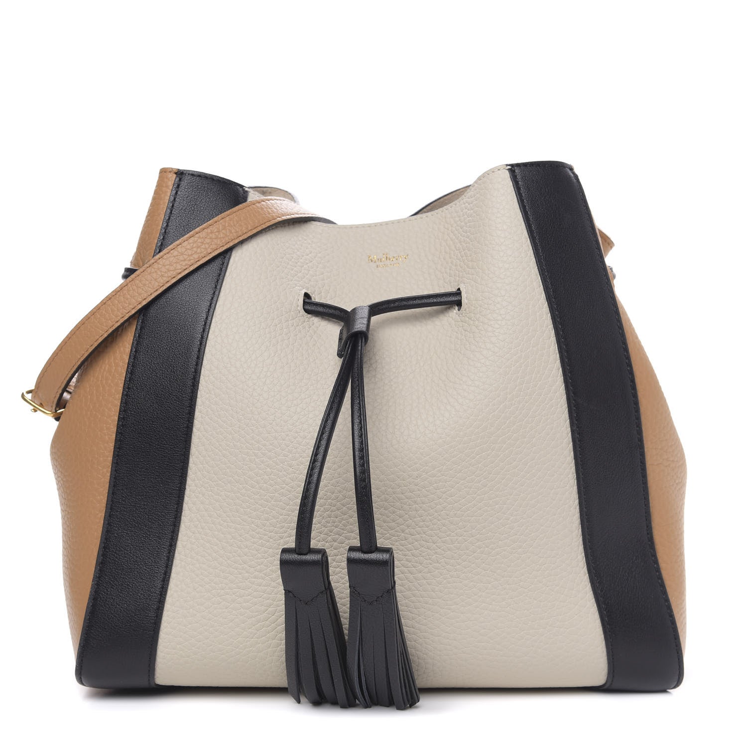 Mulberry Heavy Grain Calfskin Tri-Color Small Millie Tote Chalk Sable Black 1 of 8