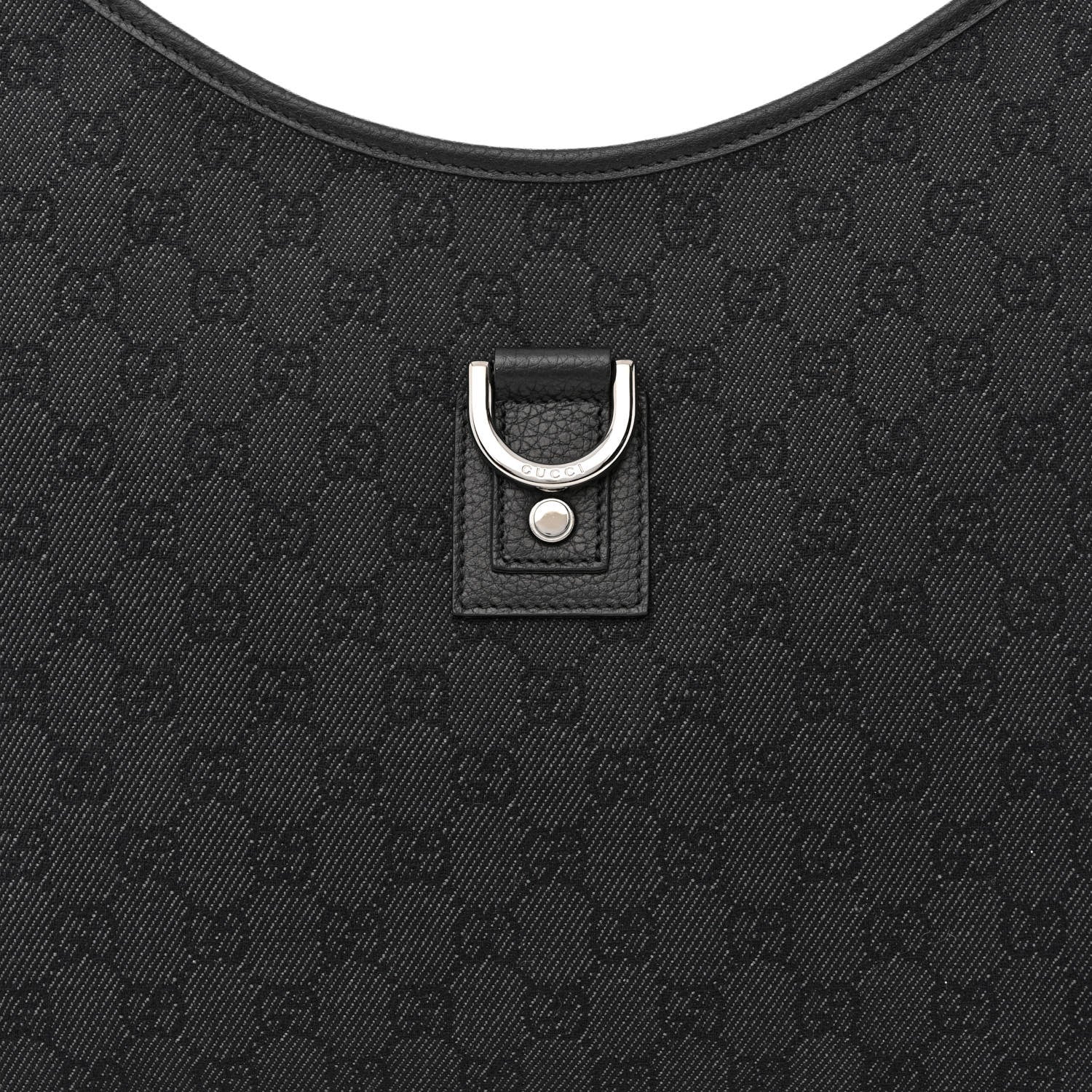 Gucci Denim Monogram Abbey D Ring Hobo Black 8 of 11