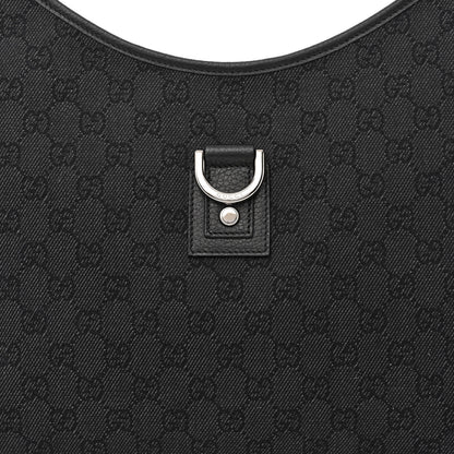 Gucci Denim Monogram Abbey D Ring Hobo Black 8 of 11